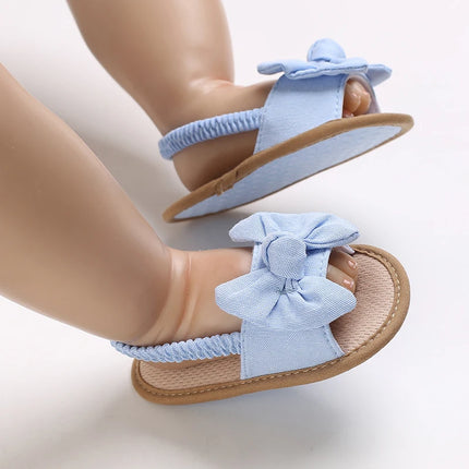 0-18 months cute baby shoes summer small fresh blue bow princess shoes sandals soft and comfortable soles slip walking shoes