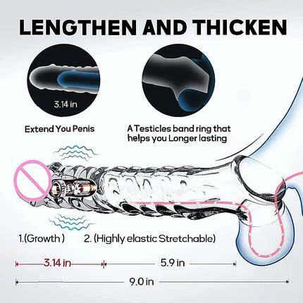 Penis Sleeve Extensions Condom Male Enlargement Delay Vibrators For Men Flexible Glans Penis Enlarger Extender Delay Ejaculation