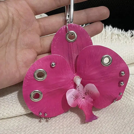 Exquisite Phalaenopsis Orchid Lily Keychain Creative Simulation Flower Bag Pendant Fashion Backpack Decoration Accessories Gifts