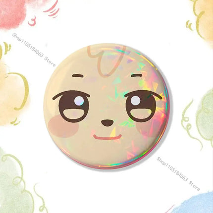 Cartoon A-ANITEEZS-S Cute Laser reflective round badges pins bag clothing decorations collectibles gifts for friends