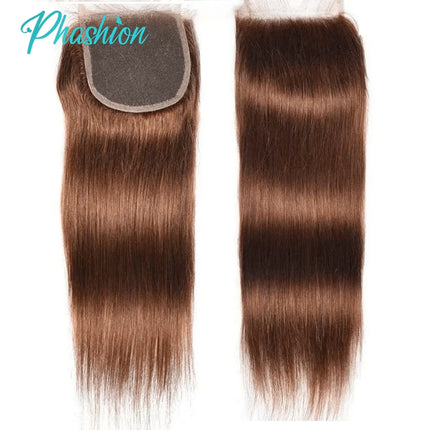 Phashion 26 28 Inch Chotolate Brown Body 4x4 5x5 Lace Closure #4 Straight 13x4 Lace Frontal Human Hair Transparent 100 Remy Hair