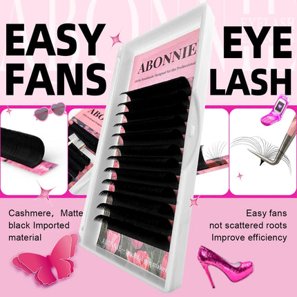 ABONNIE C CC D DD Curl Volume Fans Self Fanning Lash Extensions Blooming Eyelashes 0.03 0.05 0.07 0.10mm Easy Fan Lashes