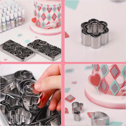 30Pcs Mini Cookie Cutter Set With Box Stainless Steel Sugar Biscuit Veggie Cutters Cookie Fondant Cake Pastry Mold Baking Tool