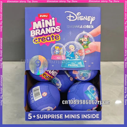 ZURU Mini Brands Create Disney DIY Blind Box Surprise Ball Miniature Toys Capsule Collectibles Snow Globe Style Unboxing Toy