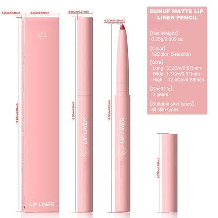 Tapered Nib Lip Liner Pencil Long-Lasting Matte Creamy Plumping Lip Stain Waterproof Natural Nude Brown Slim Lip Liner Makeup