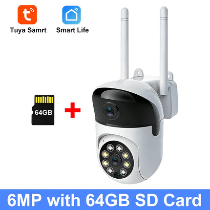 Indoor Camera Wifi Tuya Smart Life 6MP Dual Lens HD Dual Screen AI Auto Tracking PTZ Security Wireless Video Surveillance Camera