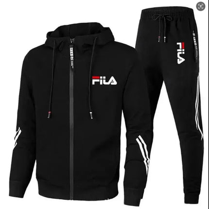 2026 Men's Spring and Fall Outdoor Zipper Jacket + Sweatpants Jogging Set Casual Basketball Fitness Two-piece Set