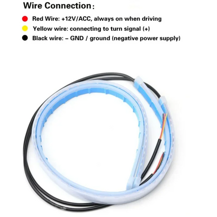 LED DRL Car Daytime Running Light Flexible Waterproof Strip Auto Headlights White Turn Signal Yellow Brake Flow Lights 12V