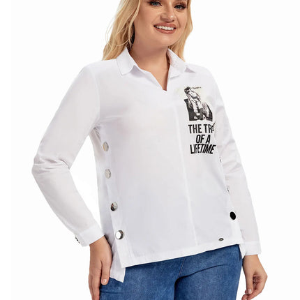 Women Plus Size Woven Spring And Autumn Fashionable Shirt