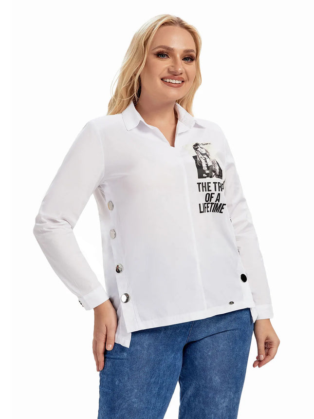 Women Plus Size Woven Spring And Autumn Fashionable Shirt