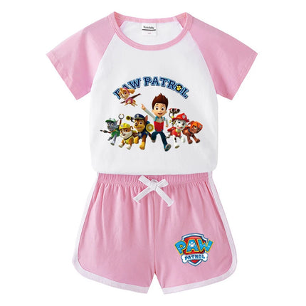 Children's Summer Pajama Set Kids Cartoon PAW Patrol T-shirt+Shorts Sets Boys Cotton Tops+Shorts 2Pcs Baby Boys Girls Sport Suit