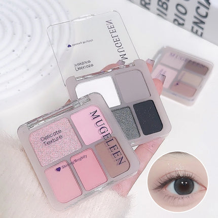 5-Color Punk Smokey Eyeshadow Palette Silvery Black Matte Shimmer Nude Pink Eye Shadow Lasting Halloween Eye Makeup Cosmetics