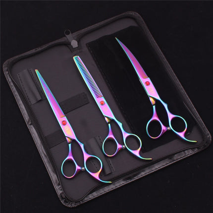 Pet Grooming Scissors Purple Dragon Japan Stainless Pink Curved Scissors For Dogs Dog Thinning Scissors Pet Chunker Shears Z3003