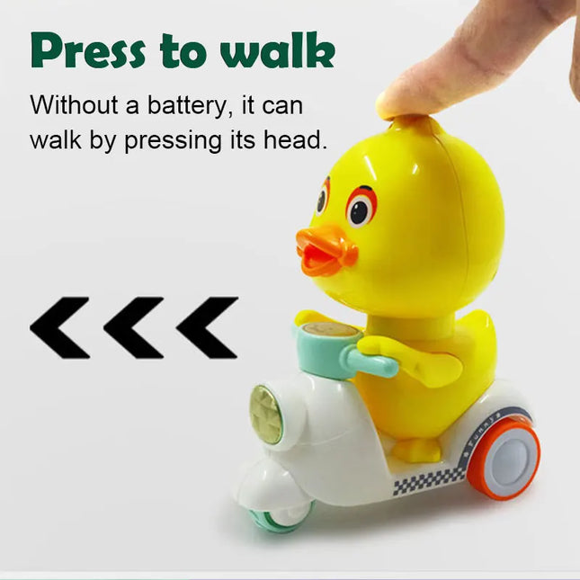 Hot Sale Cute Duck Inertia Motorcycle Car, Rotatable Press Head, Anti-Collision Anti-Drop Mini Vehicle, Educational Toy For Kids