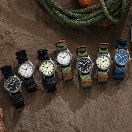 2026 TPW Women's Field Watch 34mm Case Easy Read Fabric Strap 24hr Display Day Function Quartz Movement Luminous