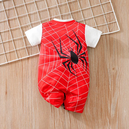 Newborn Clothes Splicing Spider Handsome And Comfortable Soft Boy And Girl Summer Short Sleeved Baby Jumpsuit