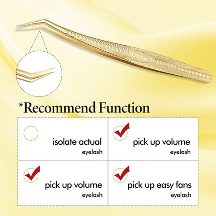Merrdear Anti-Static Eyelash Tweezers Professional High Precision Volume Extension Stainless Steel Anti-slip Makeup Tool