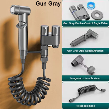 Hygienic Shower Toilet Bidet Sprayer Shower Head Double Outlet Angle Valve Wall-Mounted Double Outlet Bidet Toilet Accessories