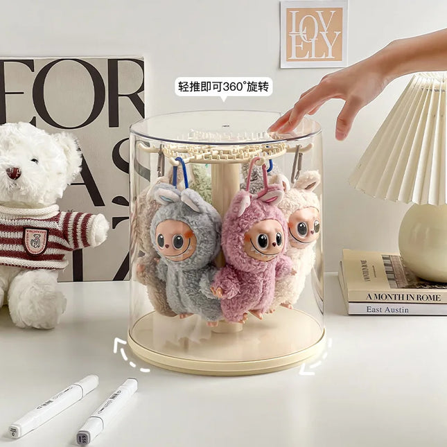 In Stock For Labubu Pendant Display Box Rotating Transparent Handmade Storage Display Stand For Labubu Doll Decorat Ornaments