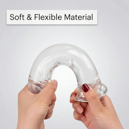 Realistic Soft Jelly Dildo Transparent Suction Cup Strong Grip Flexible Intimate Toy for Women Solo Couple Play