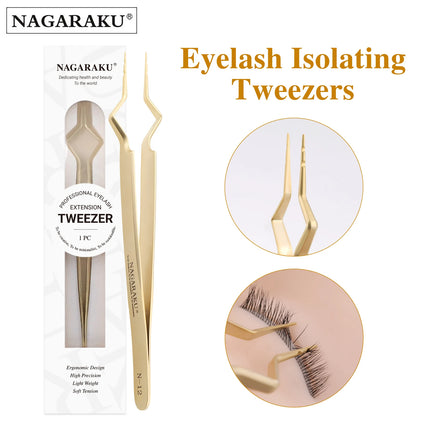 NAGARAKU pinzas Eyelash Isolating Tweezers Precision Fiber Tip  Makeup Tool Anti-slip grid