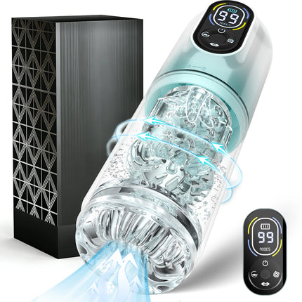 Automatic Male Masturbator 9 Vibrating Thrusting Rotation Sucking Licking Function LED Display Vacuum Penis Pump Sex Toy for Men