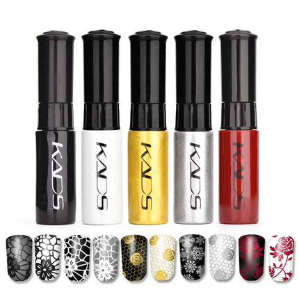 KADS 5/4 Pcs Stamping Varnish Set Nail Stamping Polish Kit Black Nail Art Polish Manicure Stamping Lacquer for Template Nails