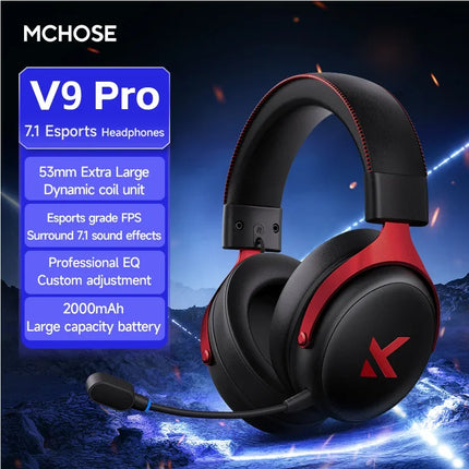 MCHOSE V9 Pro Gaming Headset Wireless 7.1 Channel Surround Sound Three Mode Low Latency Noise Canceling Mic for PS5 PC SWITCH
