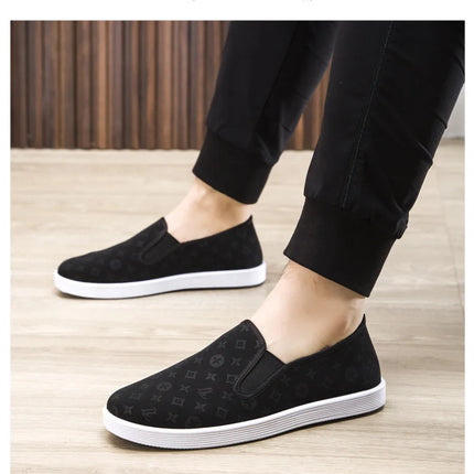 Low-Top Men's Shoes Chinese Style Soft Bottom Driving Shoes Breathable Casual Loafers Flat Heel Slip-On Canvas Shoes