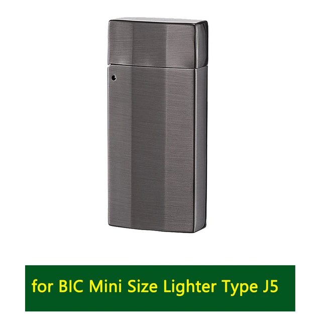 Zinc Alloy Lighter Case For Bic J5 Mini Lighter Vintage Lighter Holder Creative Flip Cover Protective Shell