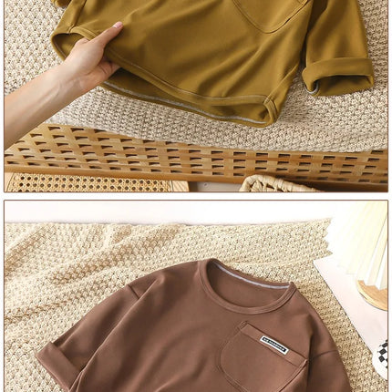 1-10Y Children's T-shirt Korean Kids Simple Long Sleeved Base Shirt Baby Boys and Girls 2025 Autumn Winter New Baby Loose Tops