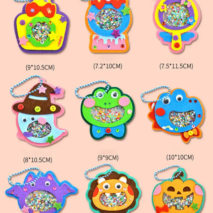 Creative Sequin Shaker Halloween Animal Pendant Handmade Craft Material Kits Kindergarten Kids Practice Ability Learning Toys