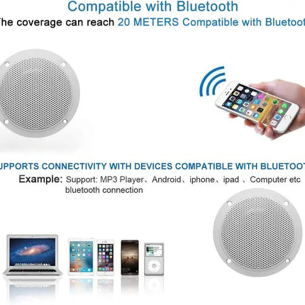 Herdio 4 Inch Ceiling Bluetooth Speakers Water Resistant 160W Marine Speakers For Bathroom Kitchen Home Outdoor Camper 2PCS