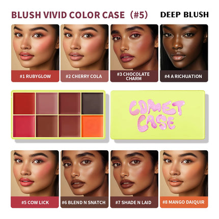 8-Color Blusher Cream Plate Highlighter Palette Face Blush Cosmetics Long Lasting Waterproof Concealer Natural Look Matte Makeup