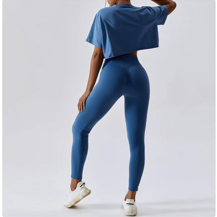 Y2K Outdoor Dance Sports Short sleeved Yoga Dress Women's Leisure Versatile Fitness Top Loose Sports T-shirt
