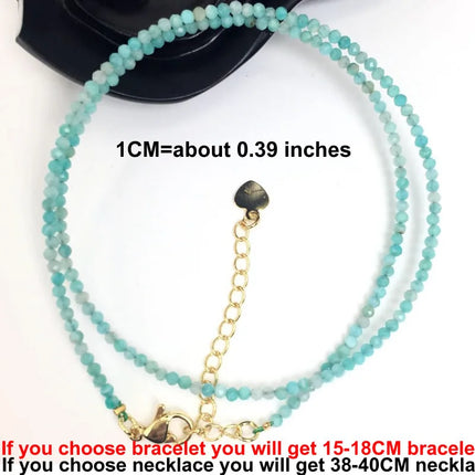 Natural Stone Beads Necklaces bracelet 2-3MM Faceted Round Quarts Tourmalins Mini Beads Necklaces For Women Jewelry Gifts