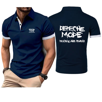 2025 Depeche Mode Print Men's New Summer Hot Sale Fashion Cotton Breathable Polo Shirt Casual Solid Color Slim Fit Top