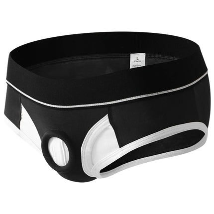 Sexy Underwear Man Cockring Pouch Hole Briefs Men Panties Sexy Silicone Cock Ring Underpants Cockrings Cotton Slips Cuecas