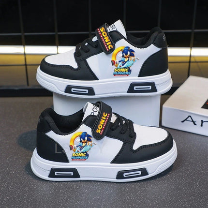 Anime Sonic Tennis Shoes Kawaii Sonic Sport Shoes Cartoon Sonic White Basket Shoes 4-12 Y Sonic Casual Sneakers Size 21-37