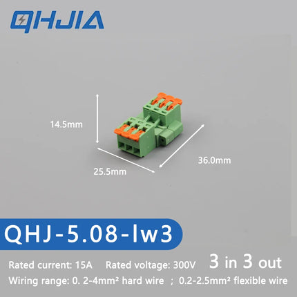 5.08 Threaded Terminal - Welding Free Docking  Handle Spring Plug Quick Connect Suitable for LED Terminal Blocks