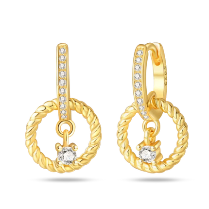 925 Sterling Silver Gold Pearl Hoop Earrings Pave Large Circular Shape Earring Gift for Women Jewelry Anniversary Wedding
