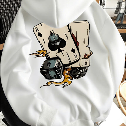 2026 new trendy fashion hooded sweatshirt with poker card pattern print for men stylish sportswear shirt hoodies streetwear