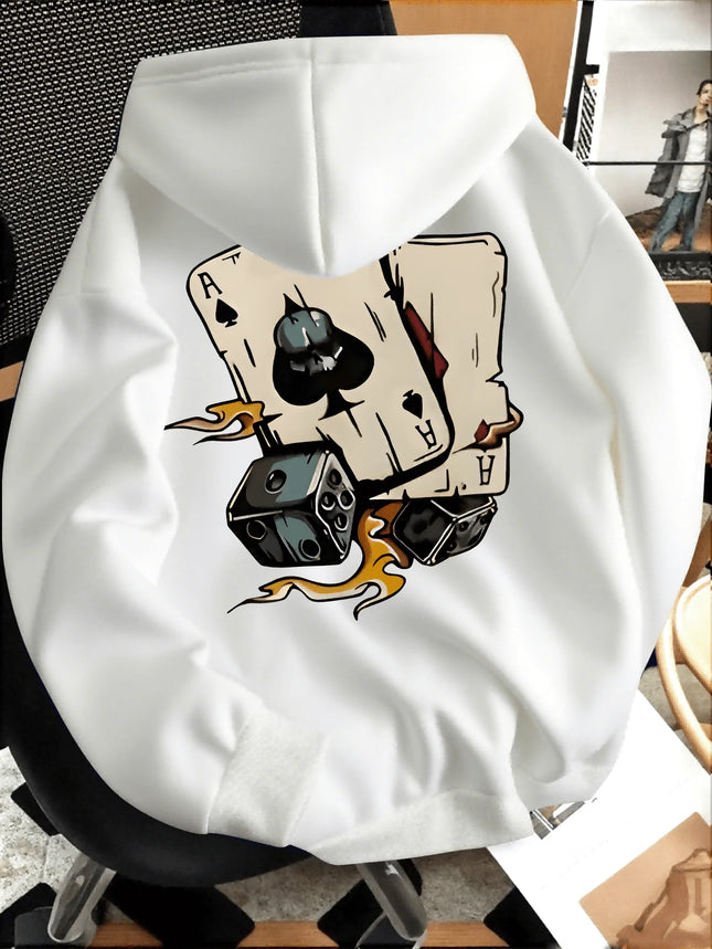 2026 new trendy fashion hooded sweatshirt with poker card pattern print for men stylish sportswear shirt hoodies streetwear