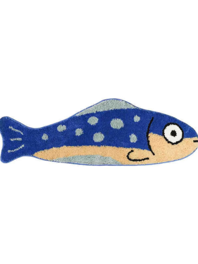VIKAMA Salted Fish Shape Creative Carpet Imitation Cashmere Carpet Bedroom Bedside Rugs Waterproof Non-Slip Bathroom Floor Mat