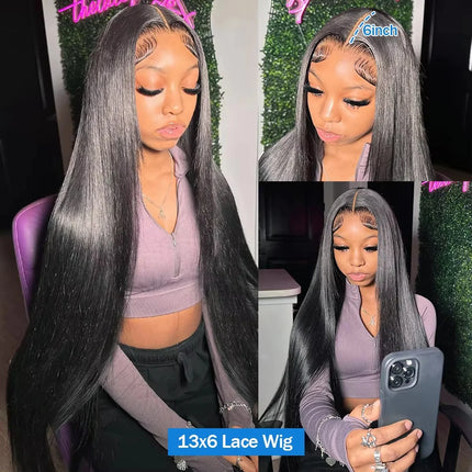 Bone Straight Hd Lace Frontal Wig 13x6 Lace Front Wig Human Hair 30 40 Inch Transparent Lace Pre Plucked Wigs 13x4 HD Lace Wig