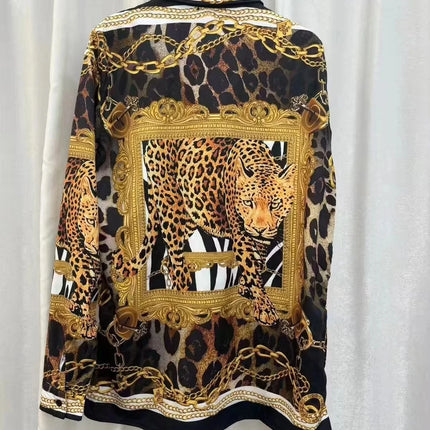 31/5000 2026 Spring/Summer New Luxury Fashion Leopard Print Youth Trendy Digital Embroidery Men's Long-Sleeved Shirt
