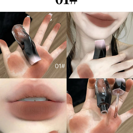 QIBEST 1PC Sexy Red Women's Lipstick Long Lasting Waterproof Liquid Lipstick Matte Lip Mud Non-Stick Cup Lip Gloss Tint Makeup