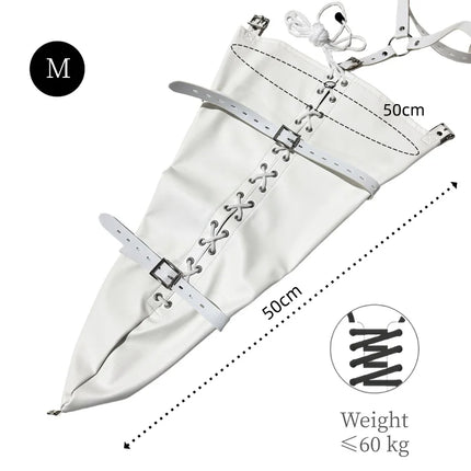 Y-back Strap Lace-up Straight Arm Binder with Zipper Leather Tight Fit Single Sleeve for Couple BDSM Bondage Interaction Sex Toy