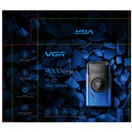VGR Face Shaver 9000 RPM Foil Shaver LED Electric Shaver Professional Beard Trimmer Reciprocating Shaving Machine for Men V-377