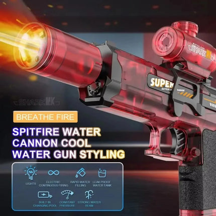 Electric Water Gun with Light Toys Summer Outdoor Shooting Beach Game Toy Automatic Water Squirt Gun for Boy Birthday Xmas Gifts